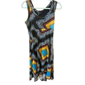 Karen Kane Black and Multicolor Patterned Mini Dress